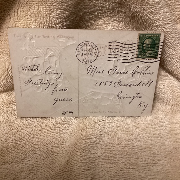 VINTAGE Embossed Valentines postcard 191 - Picture 2 of 5